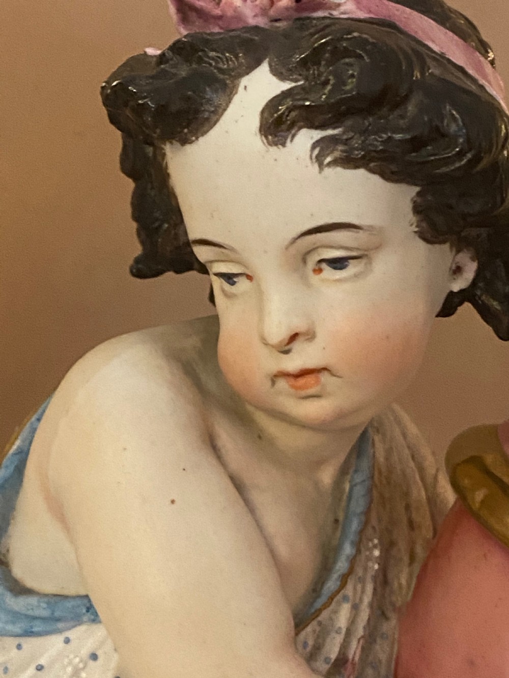 Pair 19th Century Porcelain Candlesticks View III