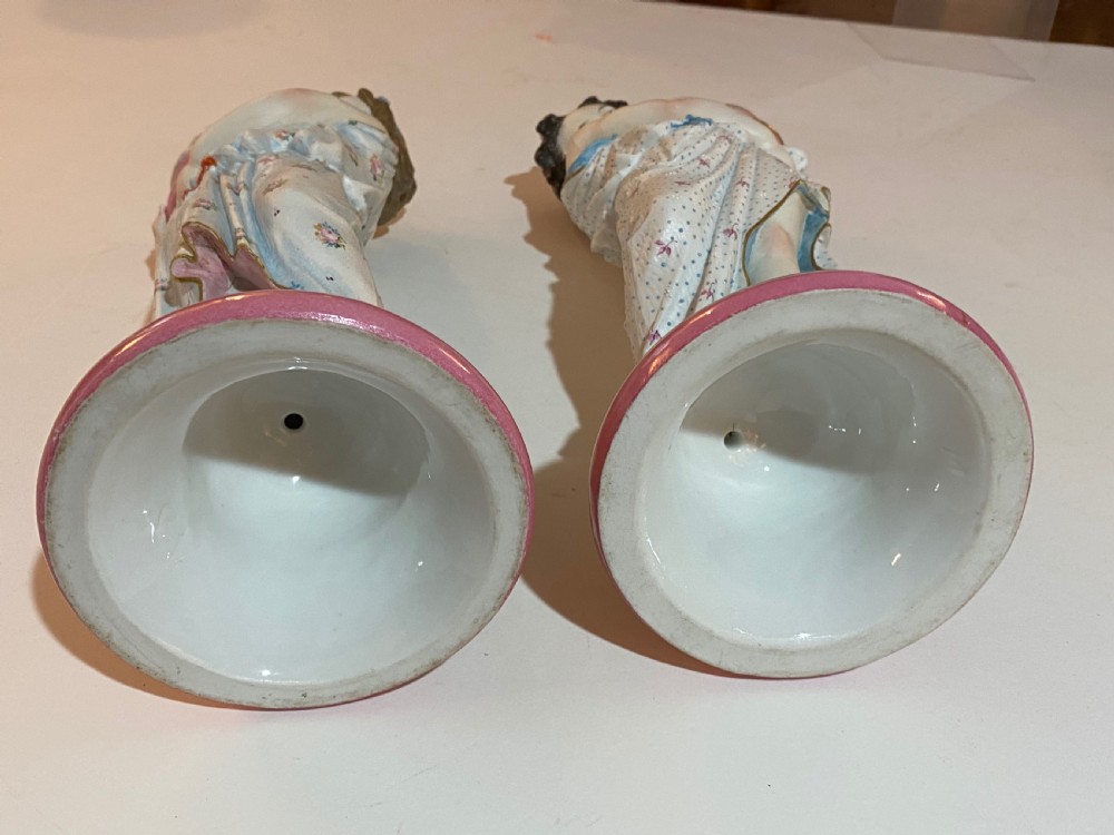 Pair 19th Century Porcelain Candlesticks View VIII