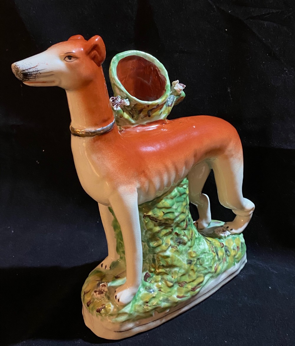 A Pair of Staffordshire Pottery Models of Greyhounds. View IV