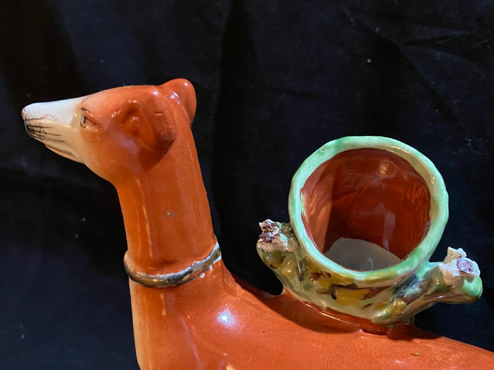 A Pair of Staffordshire Pottery Models of Greyhounds. View IX