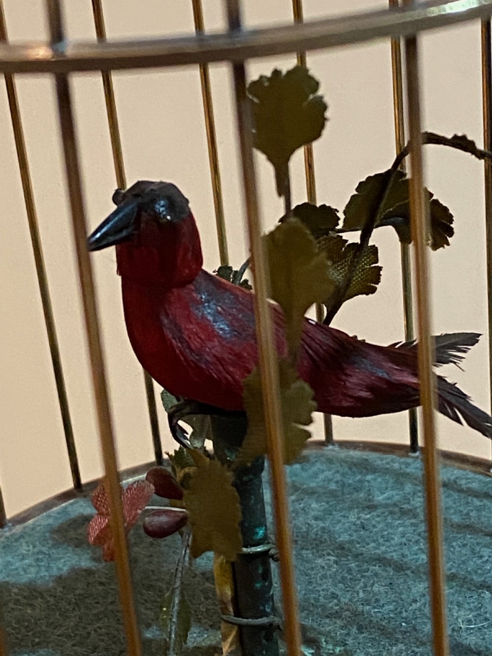French Singing Bird Automaton  in Brass Cage View VII
