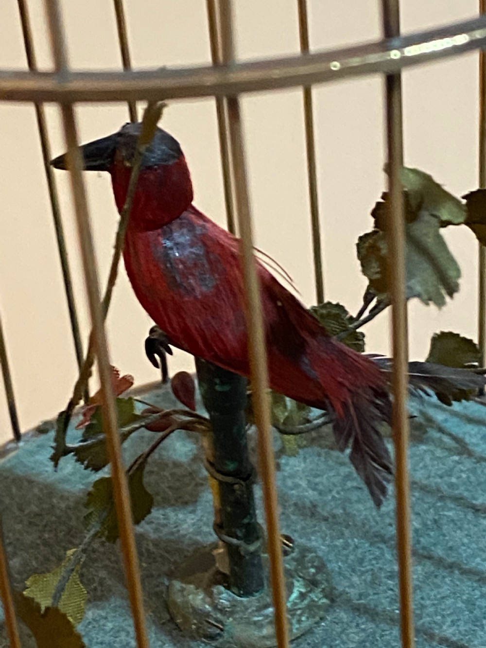 French Singing Bird Automaton  in Brass Cage View VIII