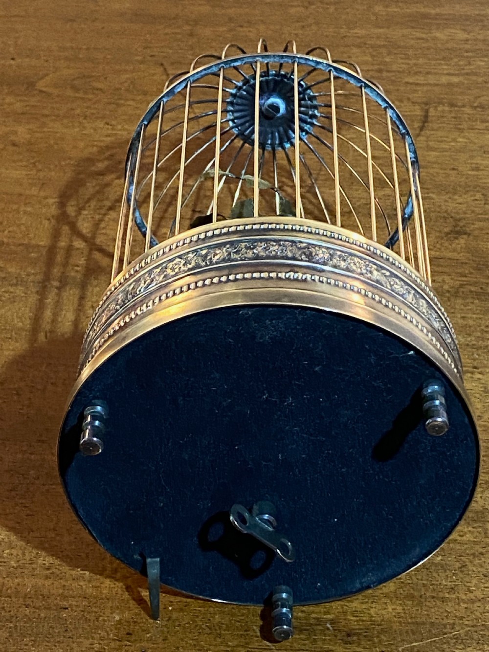 French Singing Bird Automaton  in Brass Cage View XI