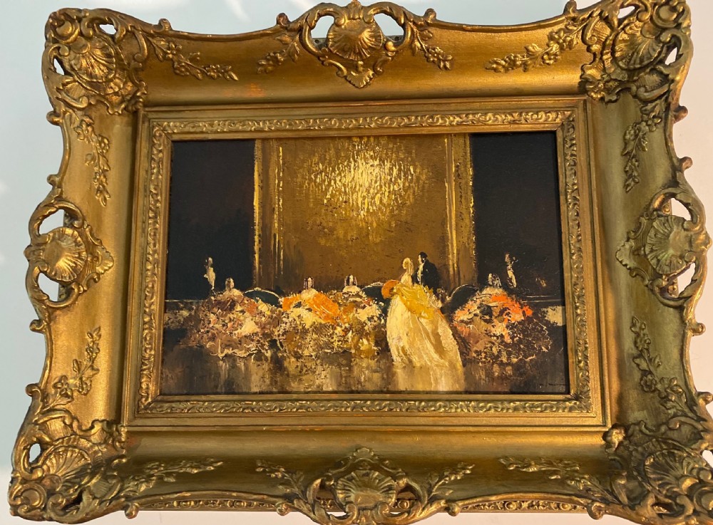 Berlin School Oil on Panel of Ballroom Scene View IX