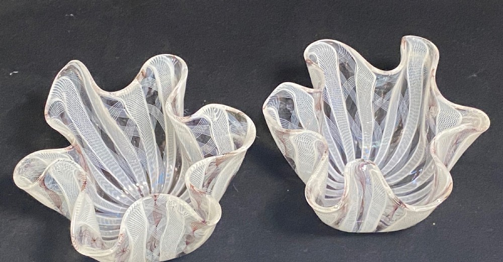 Pair of Italian Murano Glass Handkerchief Vases View II