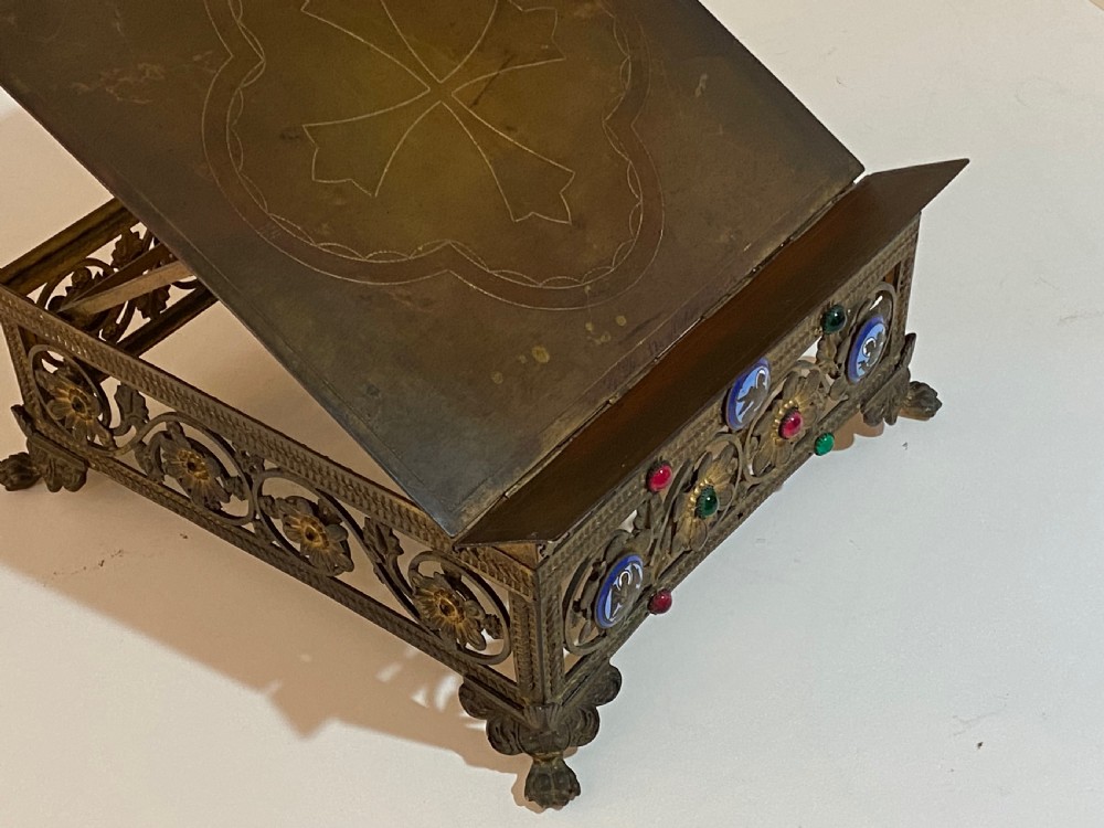 French Gilt Filigree Metal and Gemstone Church Lectern. 1884. View X