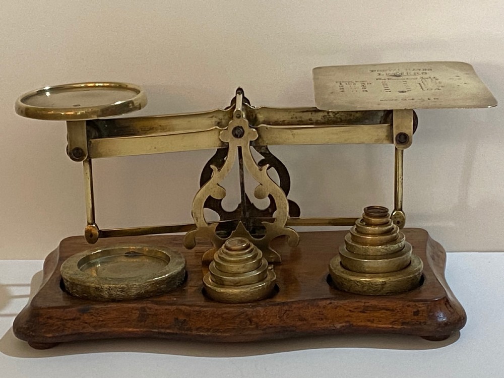 Brass and Mahogany Letter Scales of Large Size,with Weights.