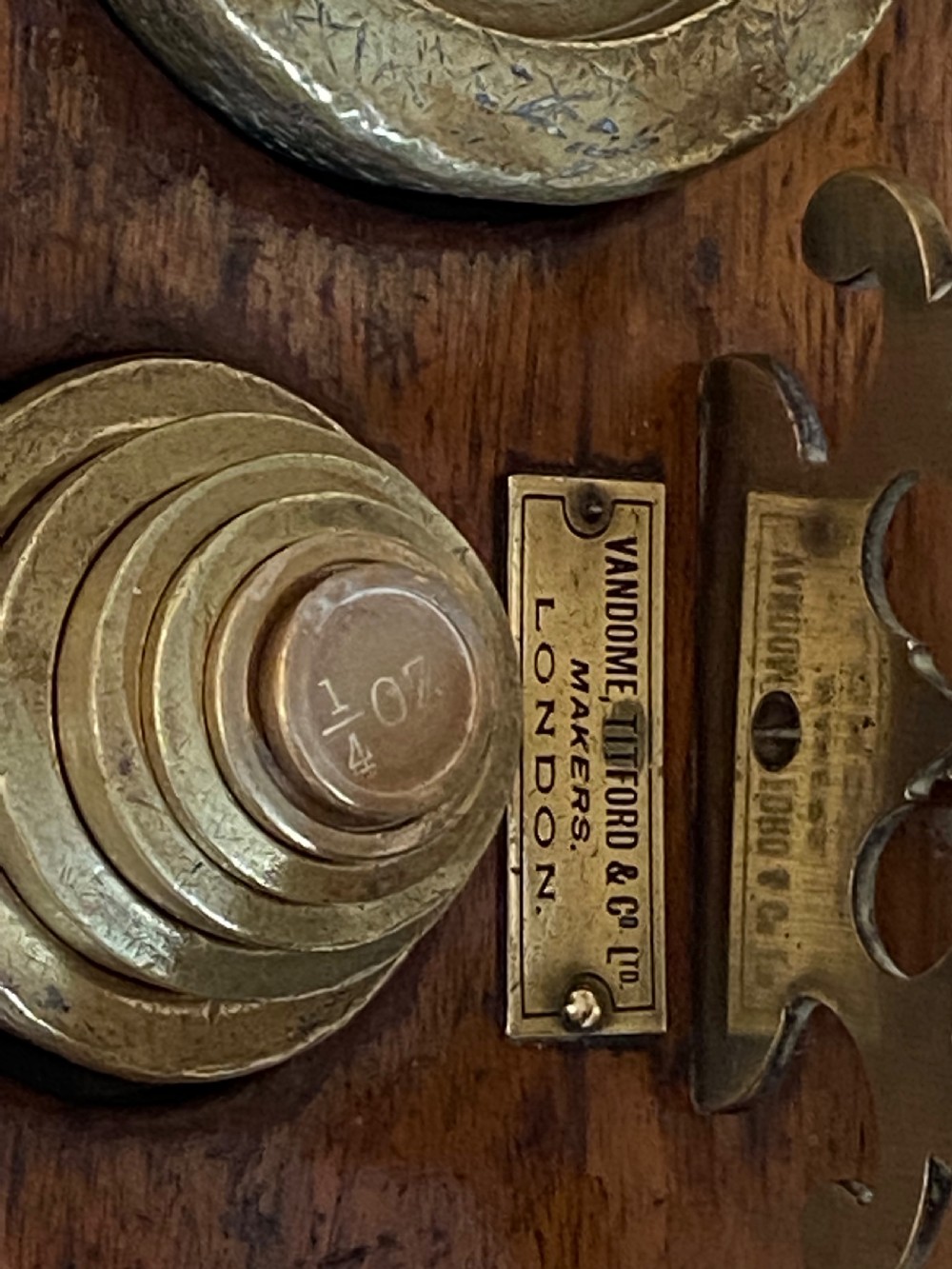 Brass and Mahogany Letter Scales of Large Size,with Weights. View V