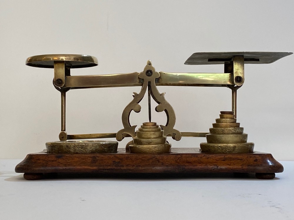 Brass and Mahogany Letter Scales of Large Size,with Weights. View VIII