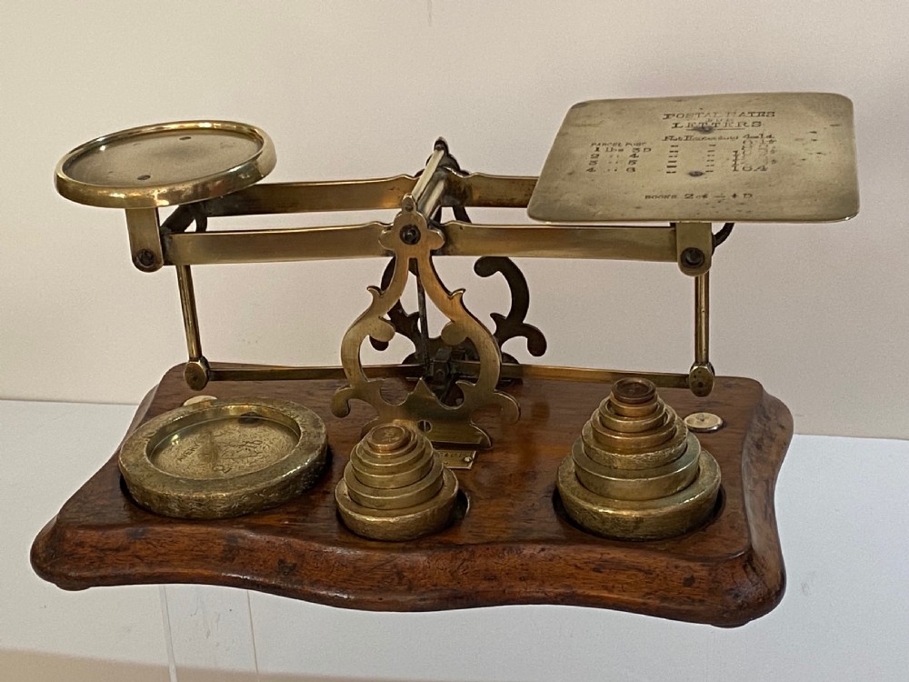 Brass and Mahogany Letter Scales of Large Size,with Weights. View IX