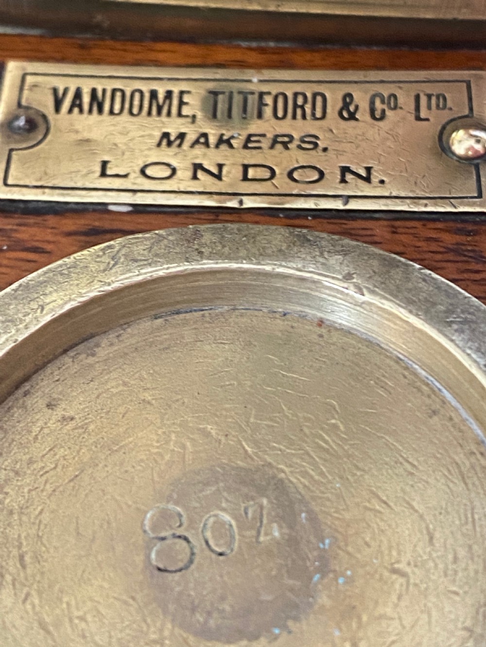 Brass and Mahogany Letter Scales of Large Size,with Weights. View XII