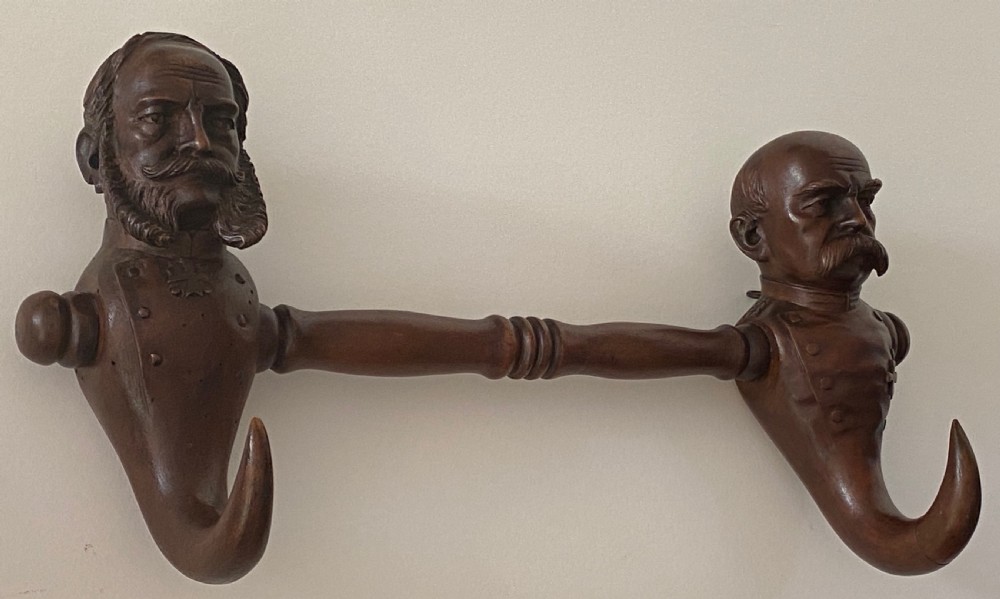 19th Century Kaiser Wilhelm and Otto Von Bismark Black Forest Coat Hook