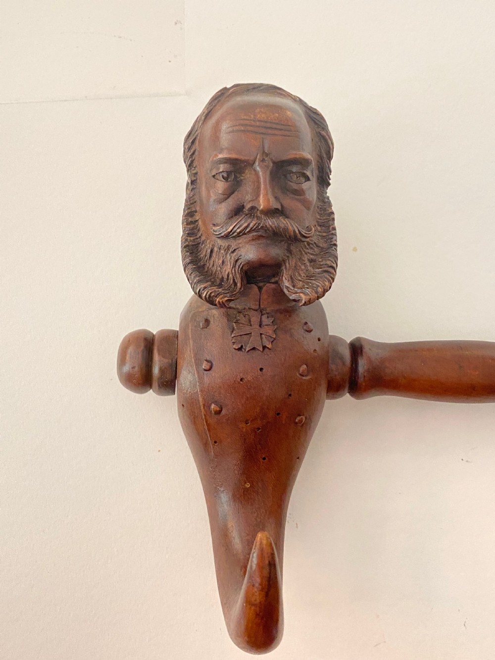 19th Century Kaiser Wilhelm and Otto Von Bismark Black Forest Coat Hook View V