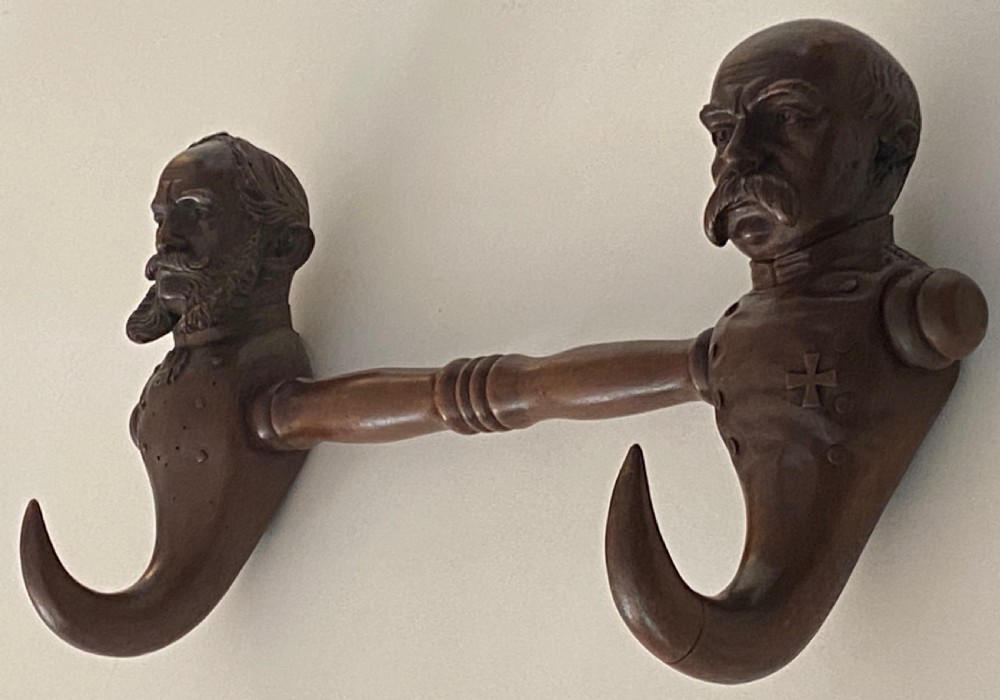 19th Century Kaiser Wilhelm and Otto Von Bismark Black Forest Coat Hook View XIV