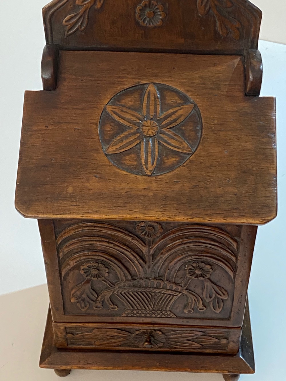 Walnut Carved Candle Box View XI