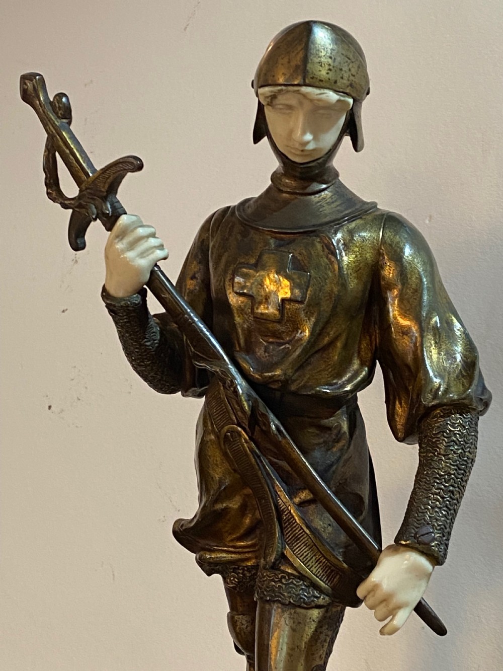 Bronze by Antoine Bofill depicting Jeanne d'Arc View II