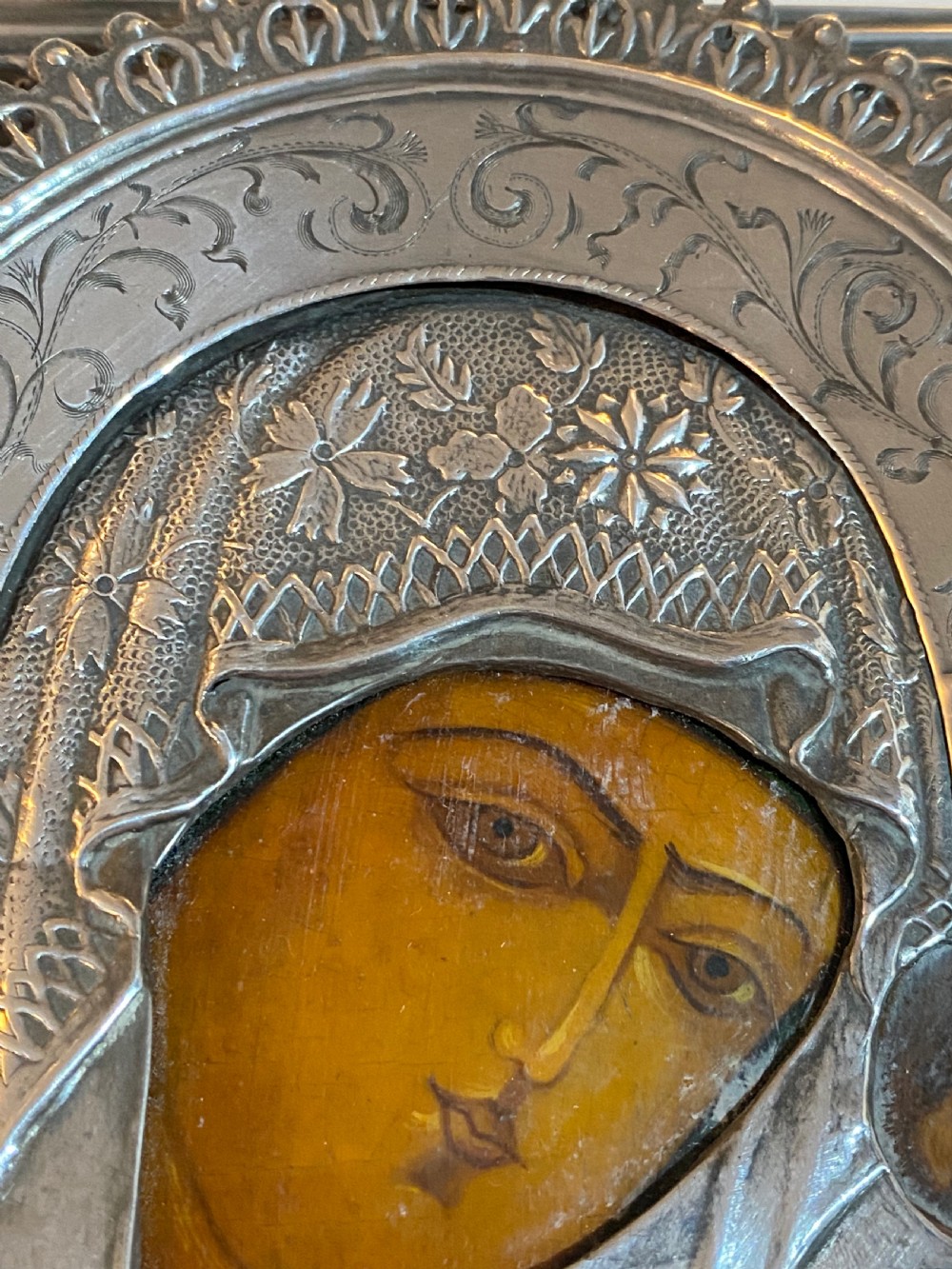Russian Silver Icon depicting The Mother-of-God of Kazan View III