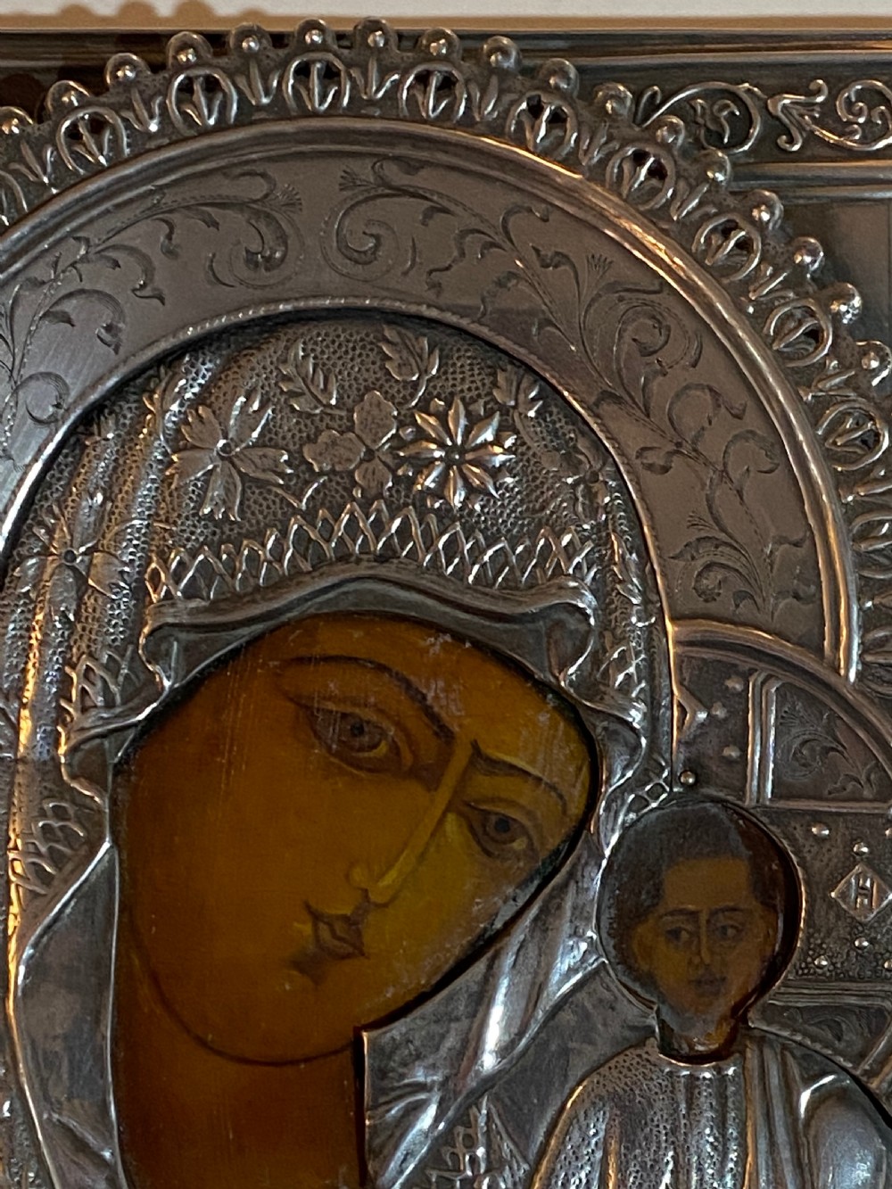 Russian Silver Icon depicting The Mother-of-God of Kazan View IV