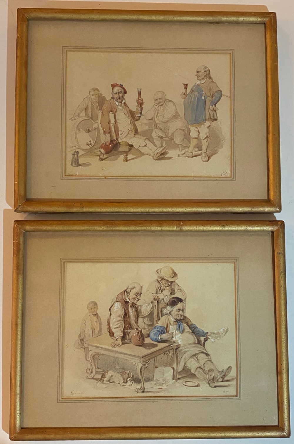 Irish Artist Robert Richard Scanlan (1801-1876) Pair of Watercolours