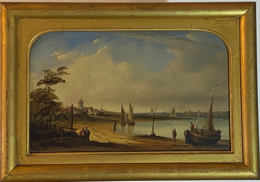 Dutch Oil on Panel ca 1850, original frame.