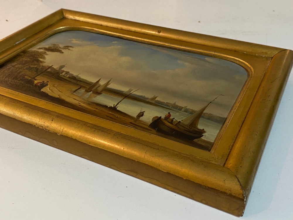 Dutch Oil on Panel ca 1850, original frame. View VIII
