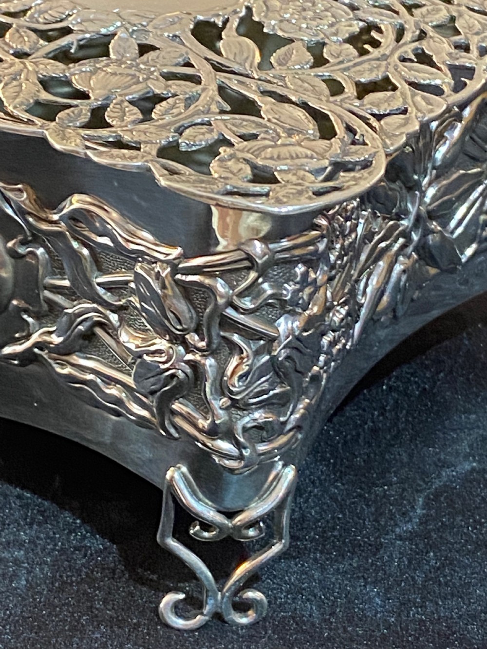 Art Nouveau Silver Potpourri Box  View II
