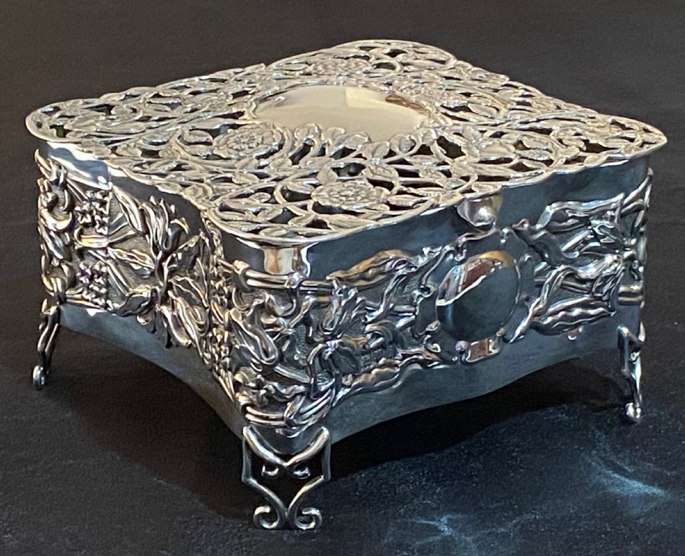 Art Nouveau Silver Potpourri Box 