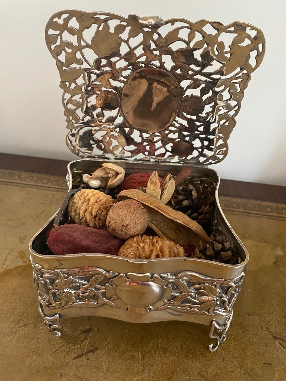 Art Nouveau Silver Potpourri Box  View V