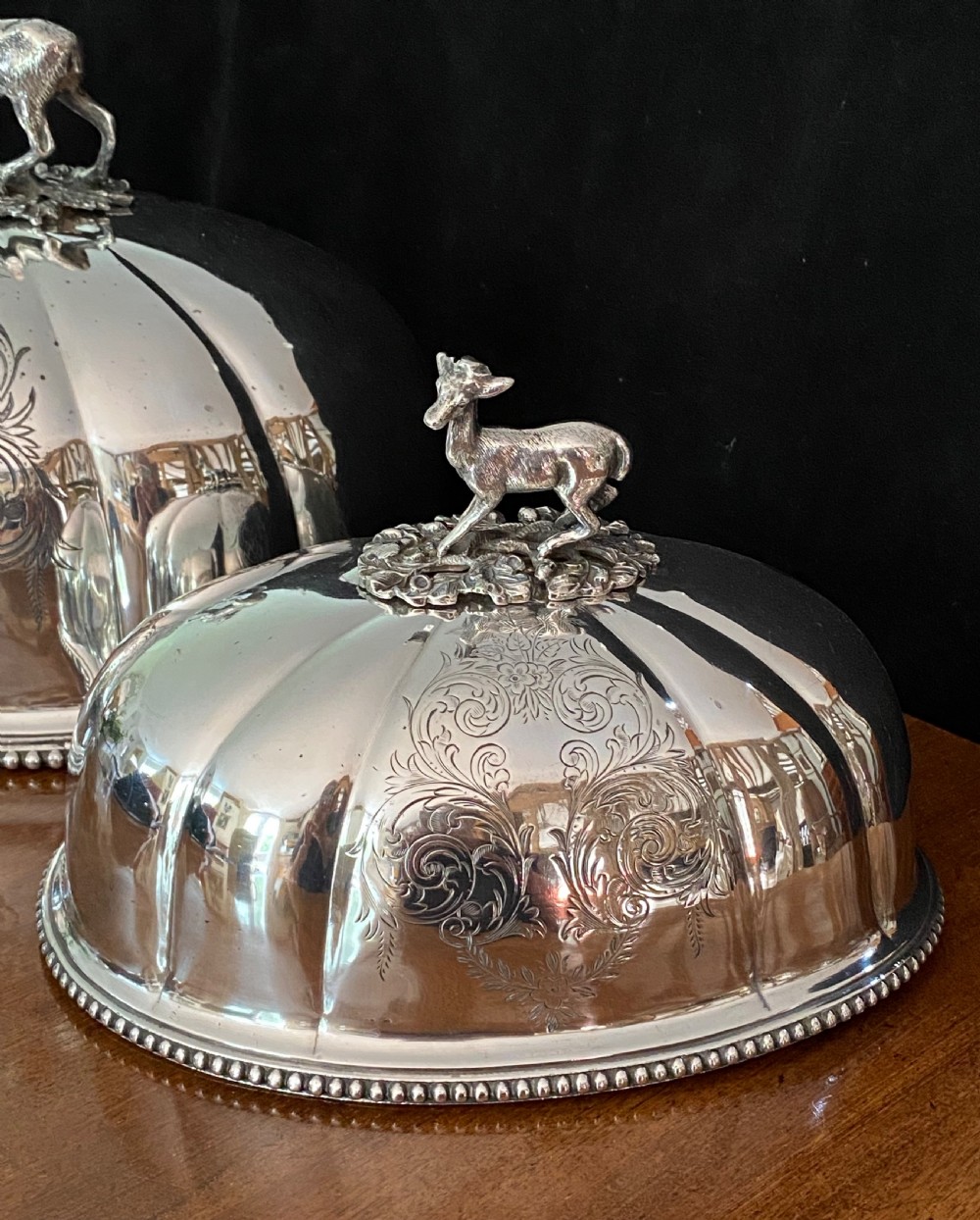 Pair of Silver Plated  Meat Covers with Provenance  View III