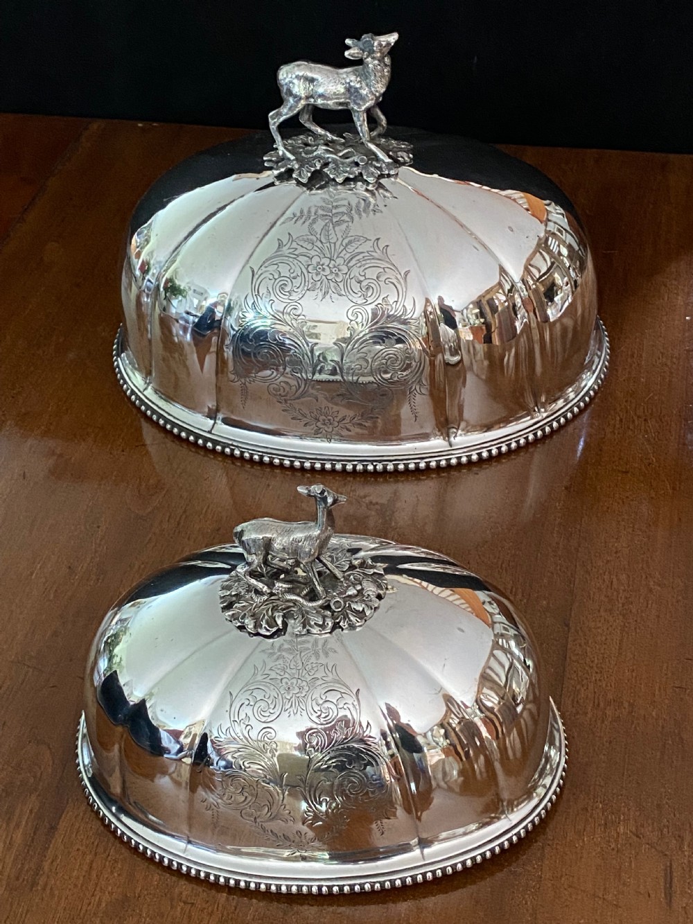 Pair of Silver Plated  Meat Covers with Provenance  View X
