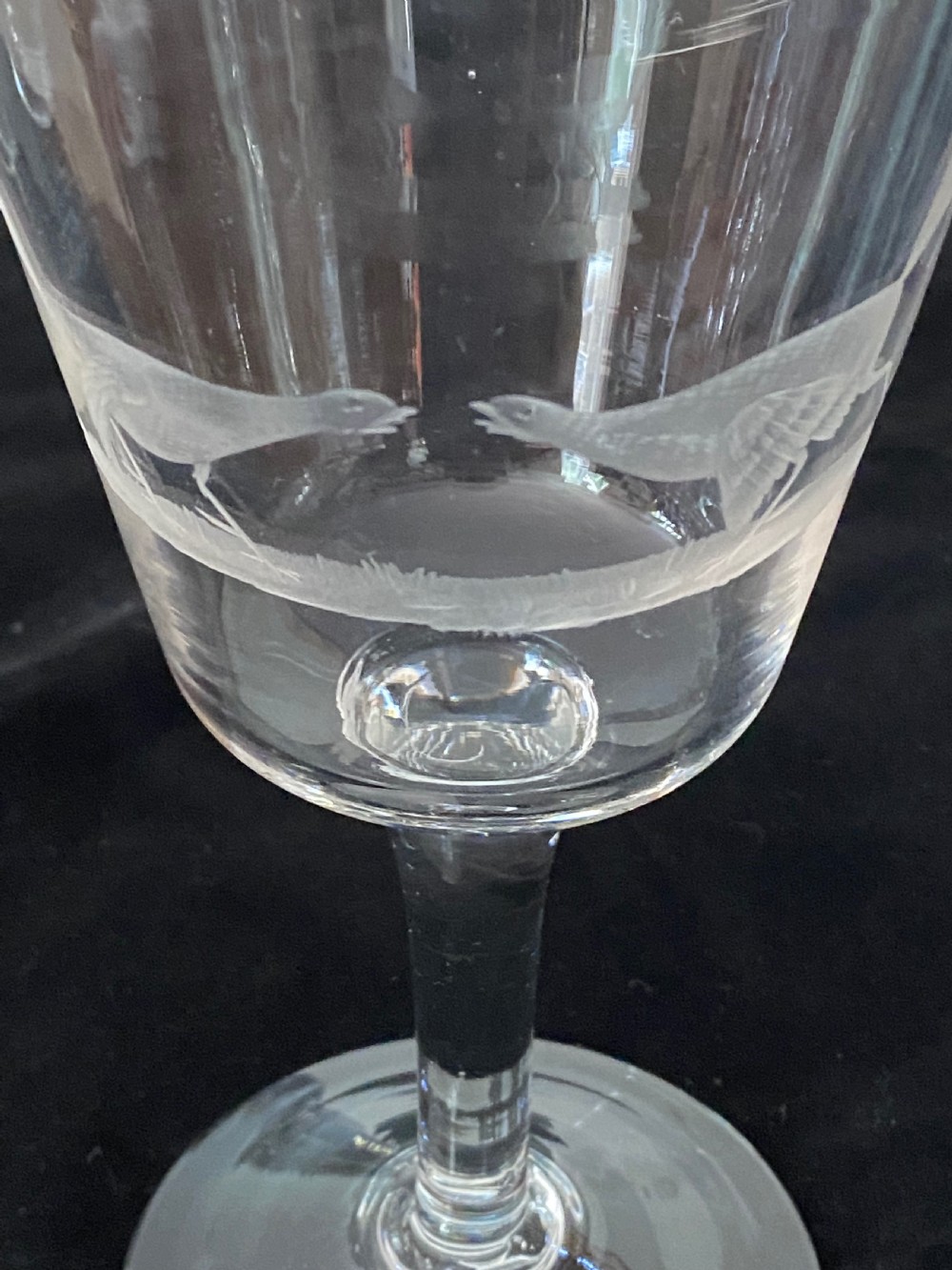 Set of 10 Wine Glasses with Engraved Sporting  Scenes. 19th Century. View XI