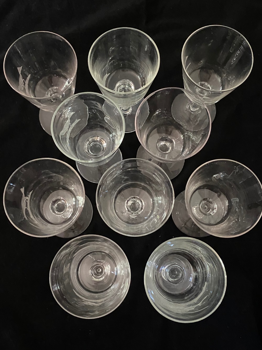 Set of 10 Wine Glasses with Engraved Sporting  Scenes. 19th Century. View XIII