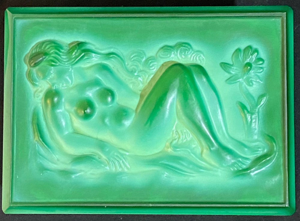 Art Deco Malachite Glass box and Cover by Heinrich Hoffman View IV