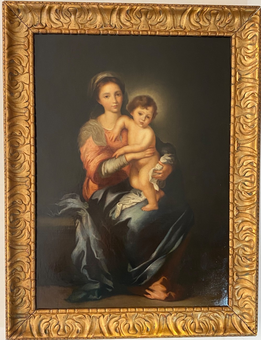 Italian 19th Century Oil on Canvas of Madonna col Bambino