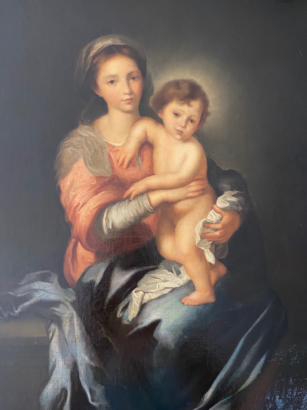 Italian 19th Century Oil on Canvas of Madonna col Bambino View III