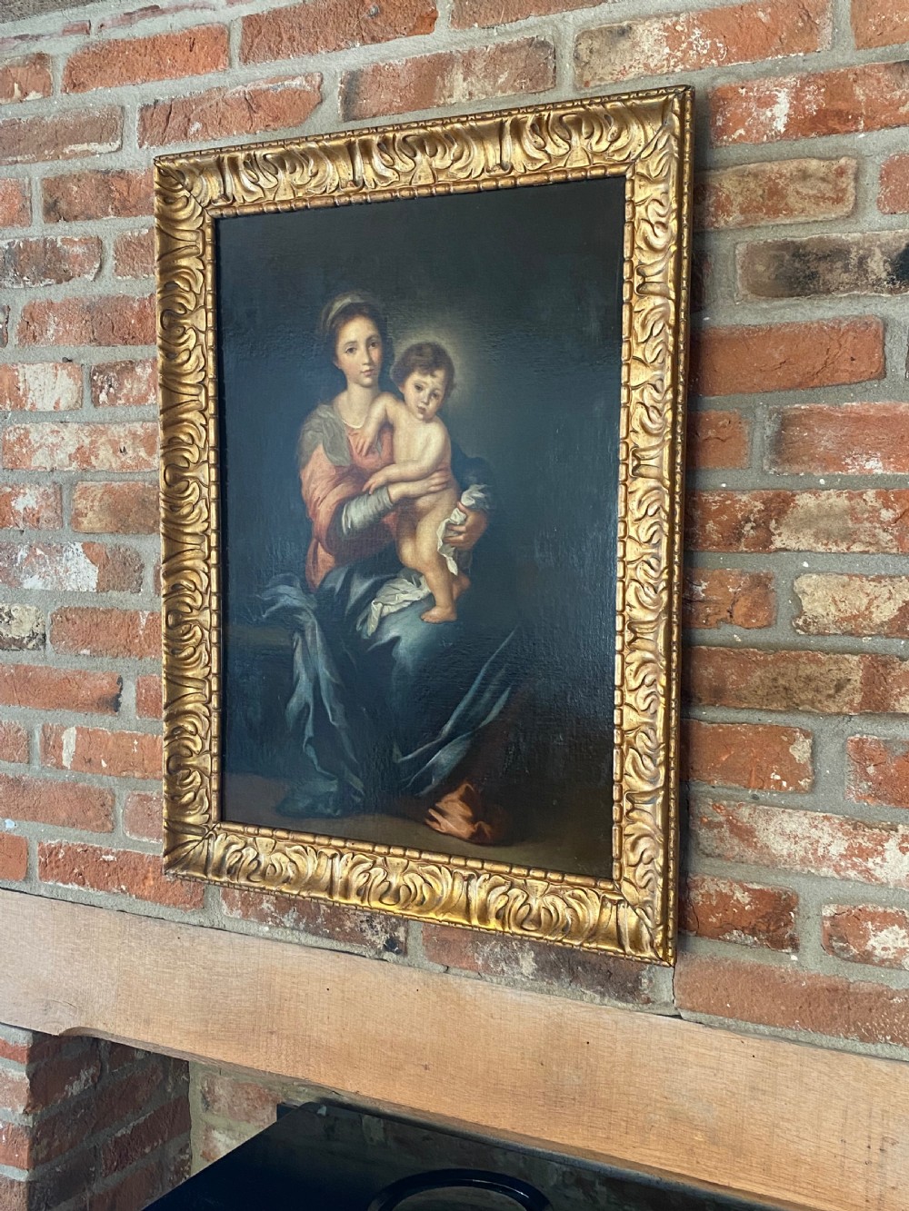 Italian 19th Century Oil on Canvas of Madonna col Bambino View XIII