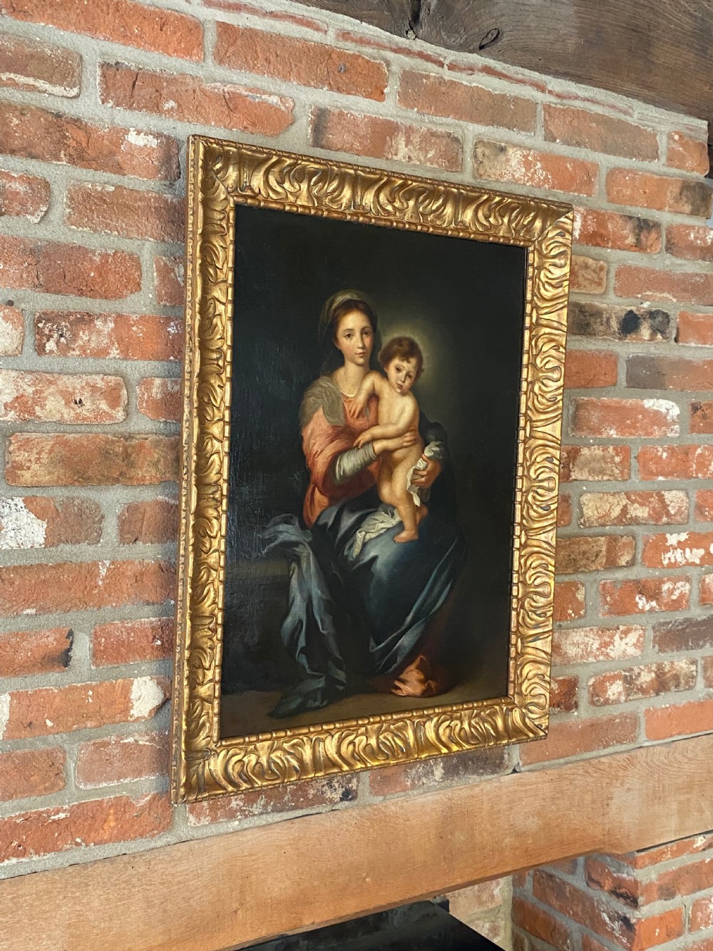 Italian 19th Century Oil on Canvas of Madonna col Bambino View XIV