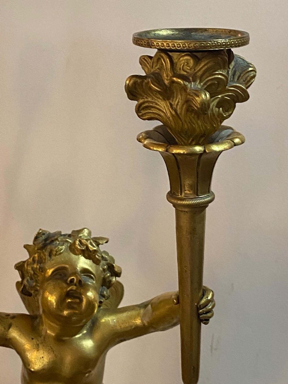 Pair of French Gilt Bronze and Marble Candelabra, ca 1850. View VII
