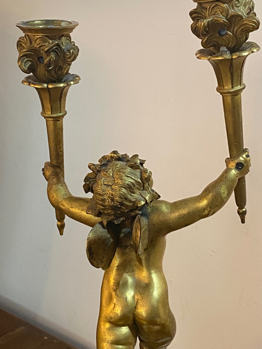Pair of French Gilt Bronze and Marble Candelabra, ca 1850. View XI