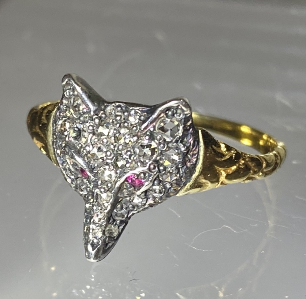 Victorian Fox Mask Diamond Ring