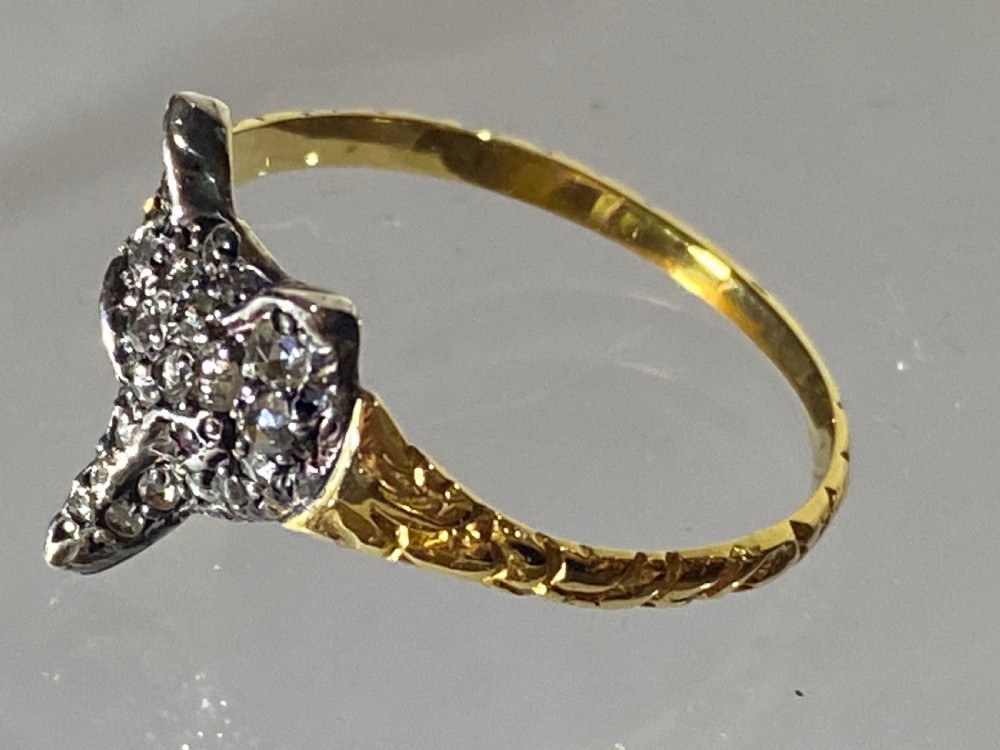 Victorian Fox Mask Diamond Ring View IX
