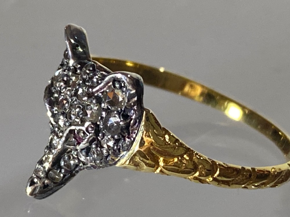 Victorian Fox Mask Diamond Ring View X