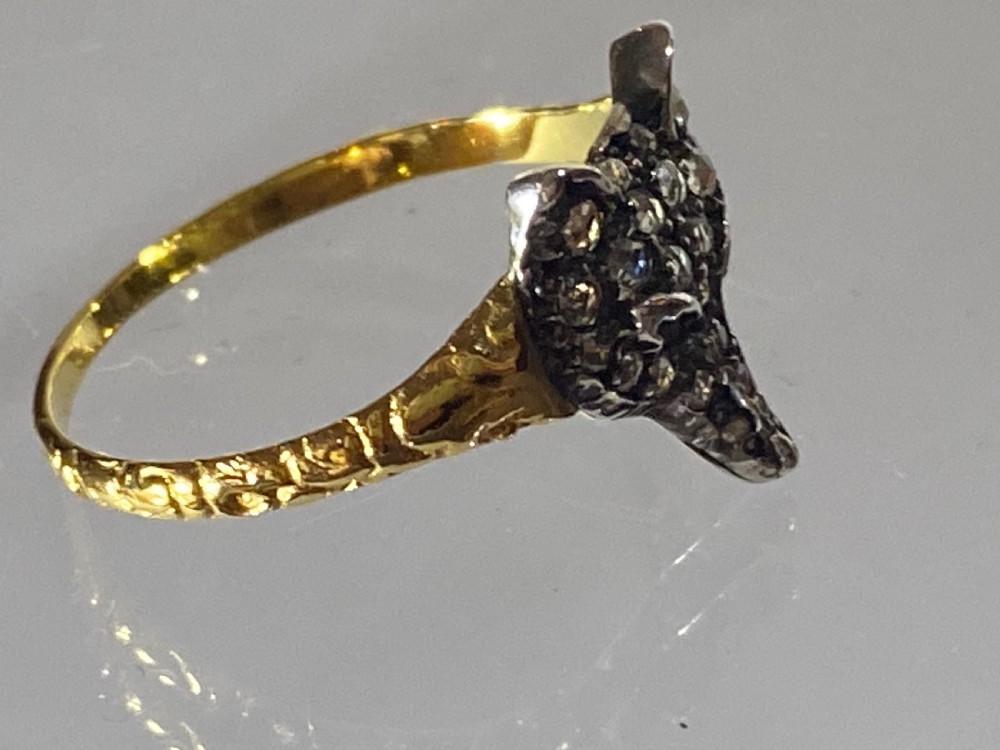 Victorian Fox Mask Diamond Ring View XII
