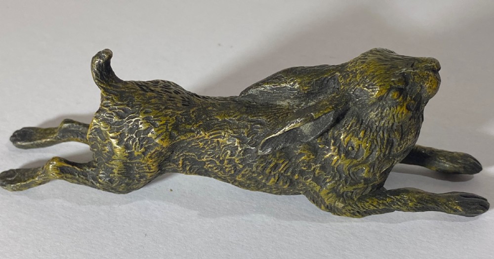 Franz Bergman Cold Painted Bronze Hare View III