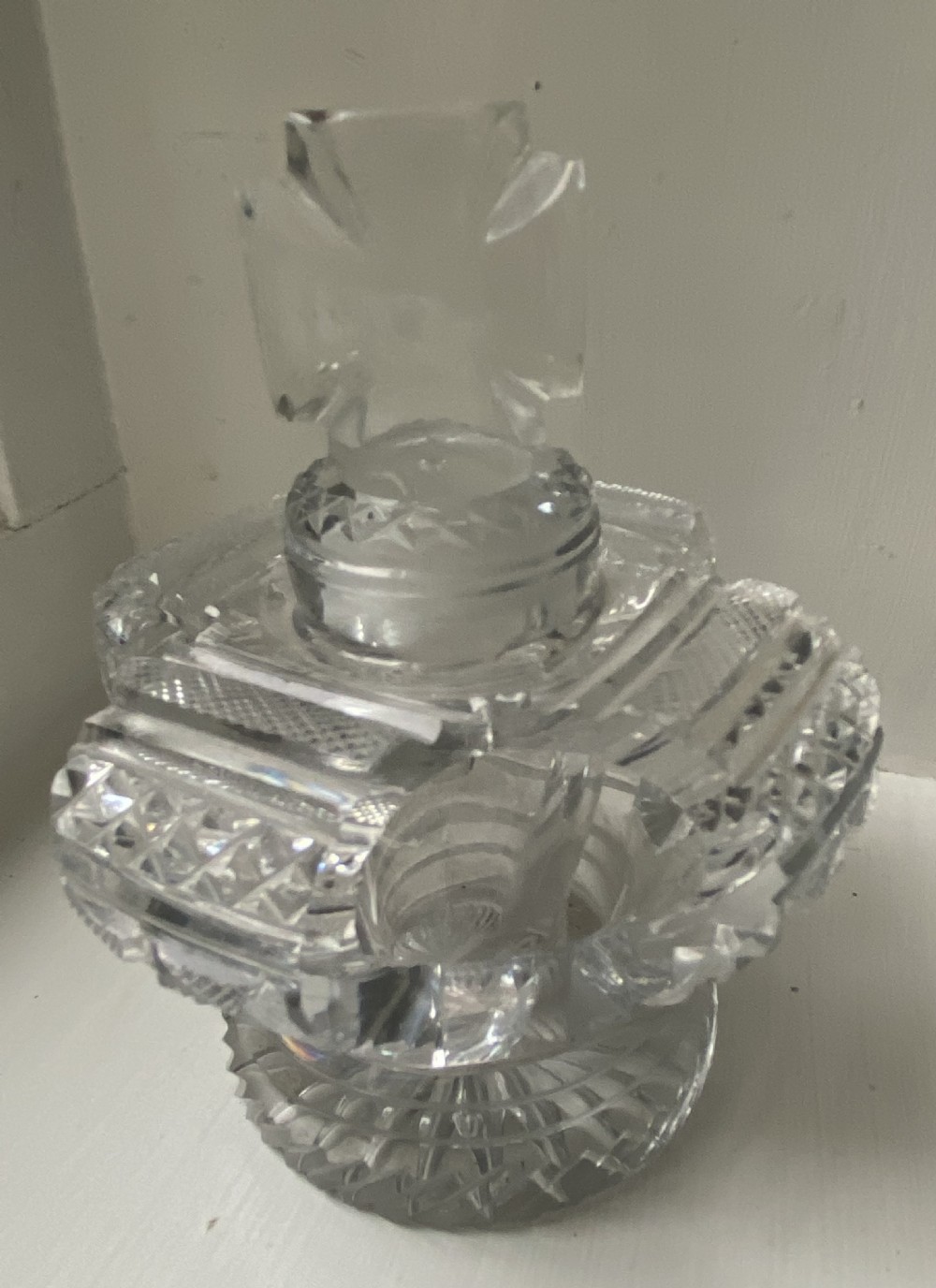 Regency Coronation Crystal Glass Crown Scent Bottle, ca 1820 View VIII
