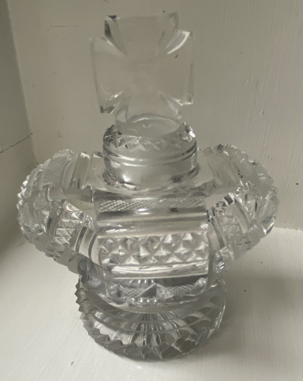Regency Coronation Crystal Glass Crown Scent Bottle, ca 1820 View XIII