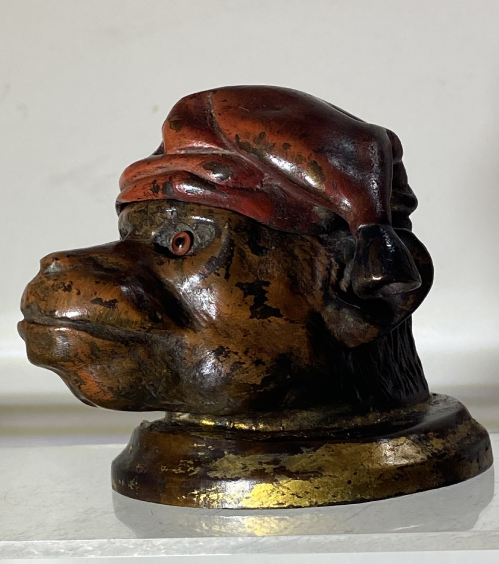 Cold Painted Bronze Monkey Inkwell View VI