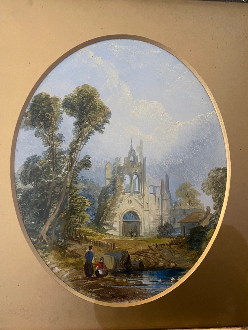 Pair of 19th Century Oils on Board in Florentine Frames  View IV
