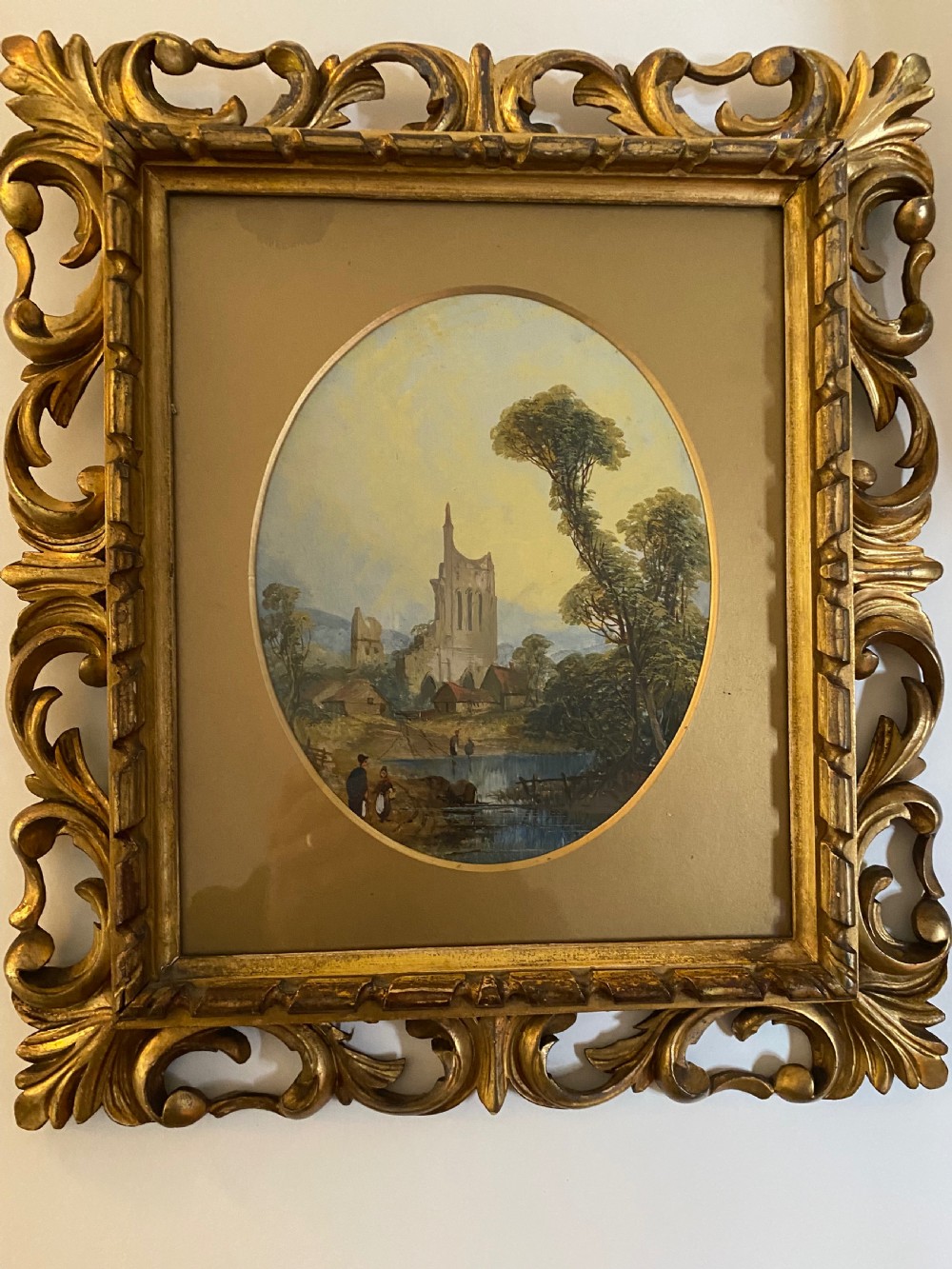 Pair of 19th Century Oils on Board in Florentine Frames  View VI