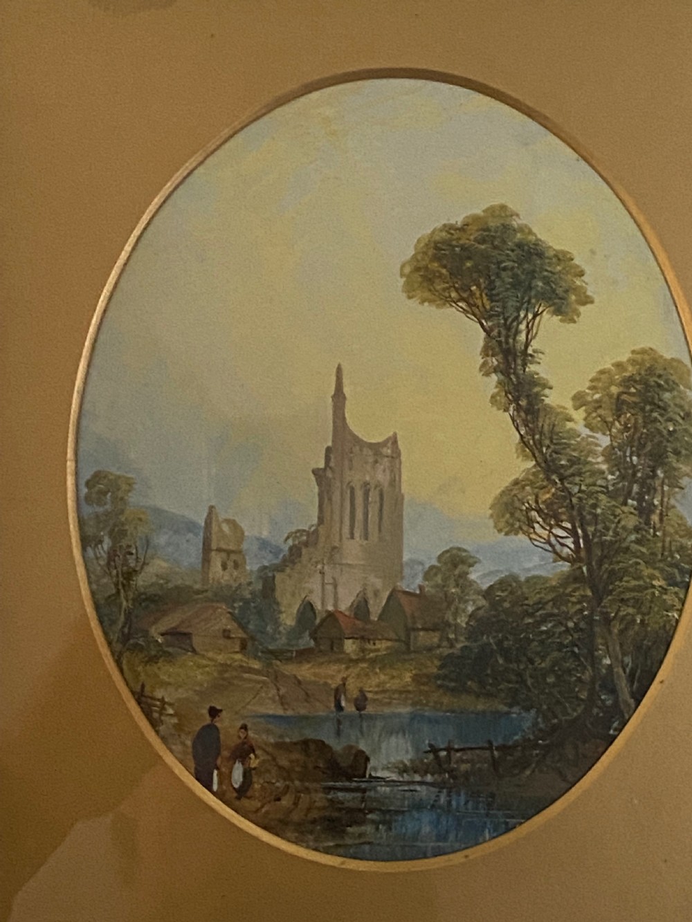 Pair of 19th Century Oils on Board in Florentine Frames  View VII